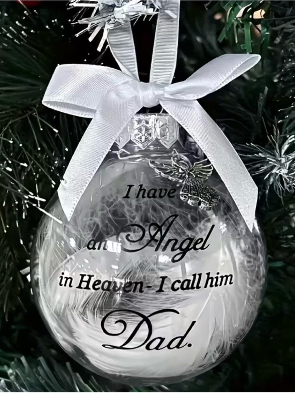 Memorial White 'I Have an Angel in Heaven I Call Him Dad' Ornament - Picture 2 of 4